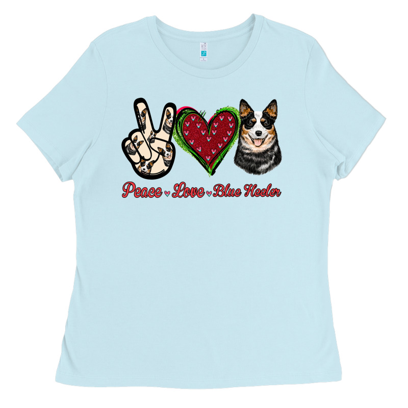 Peace Love Blue Heeler Ladies Tee by Jasminsmagicworld | Teevron