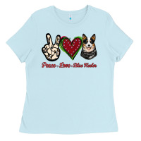 Baby Blue Peace Love Blue Heeler Ladies Tee - Jasminsmagicworld