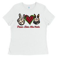 White Peace Love Blue Heeler Ladies Tee - Jasminsmagicworld
