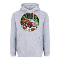 Heather Grey Merry Christmas Truck Heavyweight Hoodie - FaDigitalArtStudio