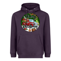 Plum Merry Christmas Truck Heavyweight Hoodie - FaDigitalArtStudio