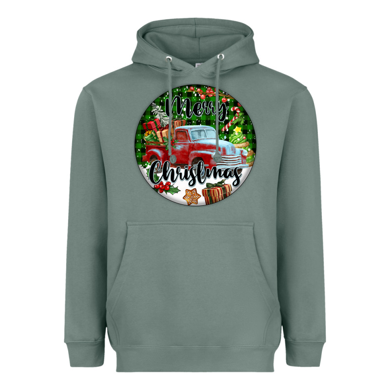 Merry Christmas Truck Heavyweight Hoodie by FaDigitalArtStudio | Teevron