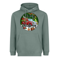 Sage Merry Christmas Truck Heavyweight Hoodie - FaDigitalArtStudio