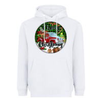 White Merry Christmas Truck Heavyweight Hoodie - FaDigitalArtStudio