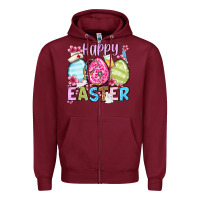 Burgundy Happy Easter eggs Zipper Hoodie - OliviaCreatesArt