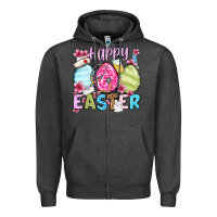 Charcoal Heather Happy Easter eggs Zipper Hoodie - OliviaCreatesArt