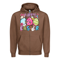 Chestnut Happy Easter eggs Zipper Hoodie - OliviaCreatesArt