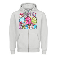 Dove Grey Happy Easter eggs Zipper Hoodie - OliviaCreatesArt