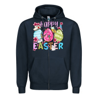 Navy Happy Easter eggs Zipper Hoodie - OliviaCreatesArt