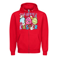 Red Happy Easter eggs Zipper Hoodie - OliviaCreatesArt