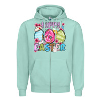 Seafoam Happy Easter eggs Zipper Hoodie - OliviaCreatesArt
