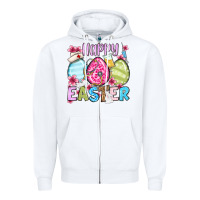 White Happy Easter eggs Zipper Hoodie - OliviaCreatesArt