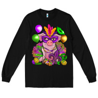 Black Mardi Gras pig Long Sleeve Tee - NancyCooperArtShop