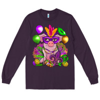 Plum Mardi Gras pig Long Sleeve Tee - NancyCooperArtShop