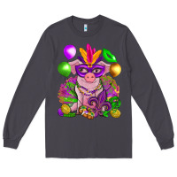 Smoke Mardi Gras pig Long Sleeve Tee - NancyCooperArtShop