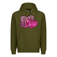 Army Green breast cancer hearts Premium Hoodie - FaDigitalArtStudio