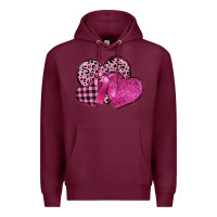 Burgundy breast cancer hearts Premium Hoodie - FaDigitalArtStudio