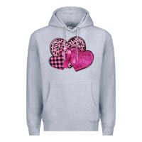 Heather Grey breast cancer hearts Premium Hoodie - FaDigitalArtStudio