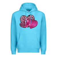 Ocean Blue breast cancer hearts Premium Hoodie - FaDigitalArtStudio