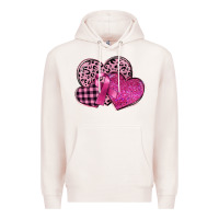 Pale Pink breast cancer hearts Premium Hoodie - FaDigitalArtStudio