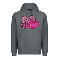 Rock breast cancer hearts Premium Hoodie - FaDigitalArtStudio