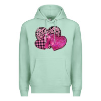 Seafoam breast cancer hearts Premium Hoodie - FaDigitalArtStudio