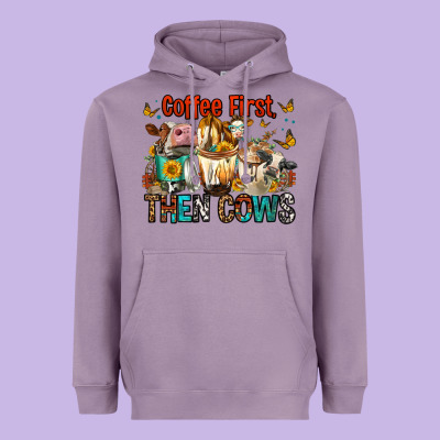 Coffee First Then Cows Heavyweight Hoodie Designed By Fadigitalartstudio