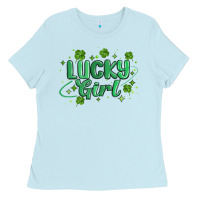 Baby Blue lucky girl Ladies Tee - MaliasSmallBusiness