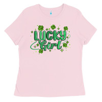 Bubblegum Pink lucky girl Ladies Tee - MaliasSmallBusiness