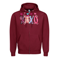 Burgundy xoxo pig olivia Zipper Hoodie - OliviaCreatesArt