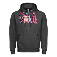 Charcoal Heather xoxo pig olivia Zipper Hoodie - OliviaCreatesArt