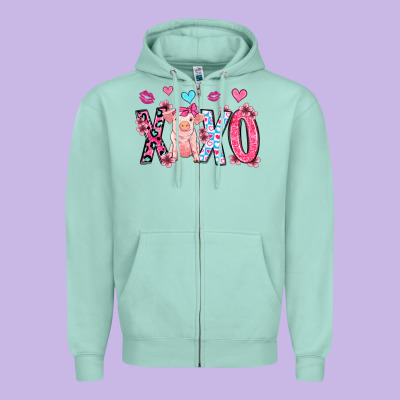 Xoxo Pig Olivia Zipper Hoodie Designed By Oliviacreatesart
