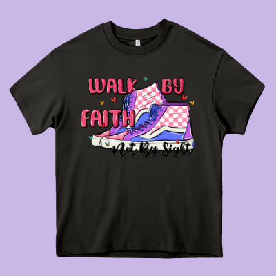 Walk By Faith Heavy Core Tee Designed By Maliassmallbusiness