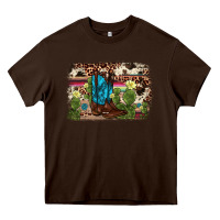 Chocolate Brown cactus boot background Heavy Core Tee - AdoDesignShop