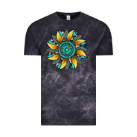 Cloud Black sunflower gemstone leopard Vintage Tee - Artiststas