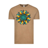 Vintage Coffee sunflower gemstone leopard Vintage Tee - Artiststas