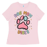 Bubblegum Pink dog mom vibes Ladies Tee - MaliasSmallBusiness
