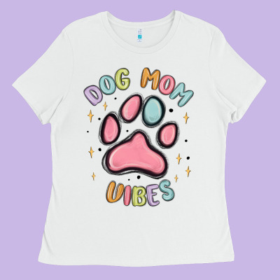 Dog Mom Vibes Ladies Tee Designed By Maliassmallbusiness