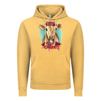 Vintage Mustard Floral Cow Vintage Hoodie - RanaPortraitStore