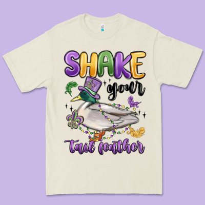 Shake Your Tail Feather Mardi Gras Premium Tee Designed By Maliassmallbusiness
