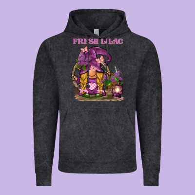 Fresh Lilac Gnome Vintage Hoodie Designed By Barkaloodesign