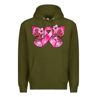 Army Green Cancer butterfly Premium Hoodie - FaDigitalArtStudio