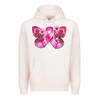 Pale Pink Cancer butterfly Premium Hoodie - FaDigitalArtStudio