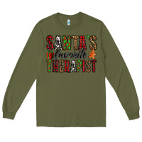 Army Green santa's favorite therapist Long Sleeve Tee - Jasminsmagicworld