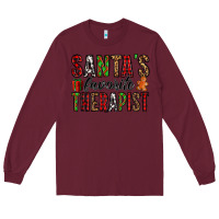 Burgundy santa's favorite therapist Long Sleeve Tee - Jasminsmagicworld