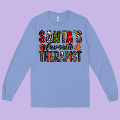 Santa's Favorite Therapist Long Sleeve Tee Designed By Jasminsmagicworld