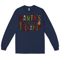 Navy santa's favorite therapist Long Sleeve Tee - Jasminsmagicworld