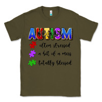 Army Green i'm a hot mess always stressed and proudly autism Classic Tee - Artiststas
