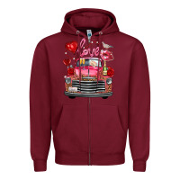 Burgundy Western Valentines Day Truck Love Bird Letter Zipper Hoodie - FaDigitalArtStudio
