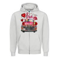 Dove Grey Western Valentines Day Truck Love Bird Letter Zipper Hoodie - FaDigitalArtStudio